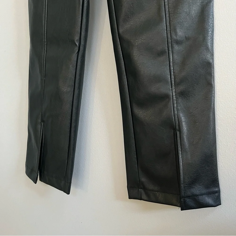 Wildfox Womens Faux Leather Pants Size Small High Waisted Straight Leg Split Hem - Picture 4 of 8